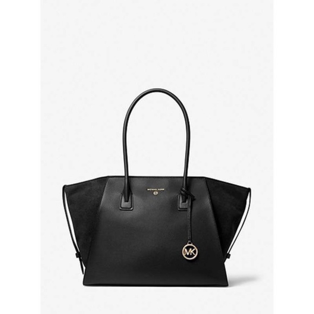 MICHAEL MICHAEL KORS Avril Extra-Large Leather Top-Zip Tote Bag black gold
